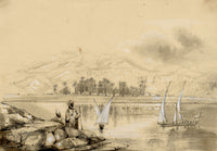 Isabella Foster, The Nile at Thebes, Egypt – 1852 graphite drawing