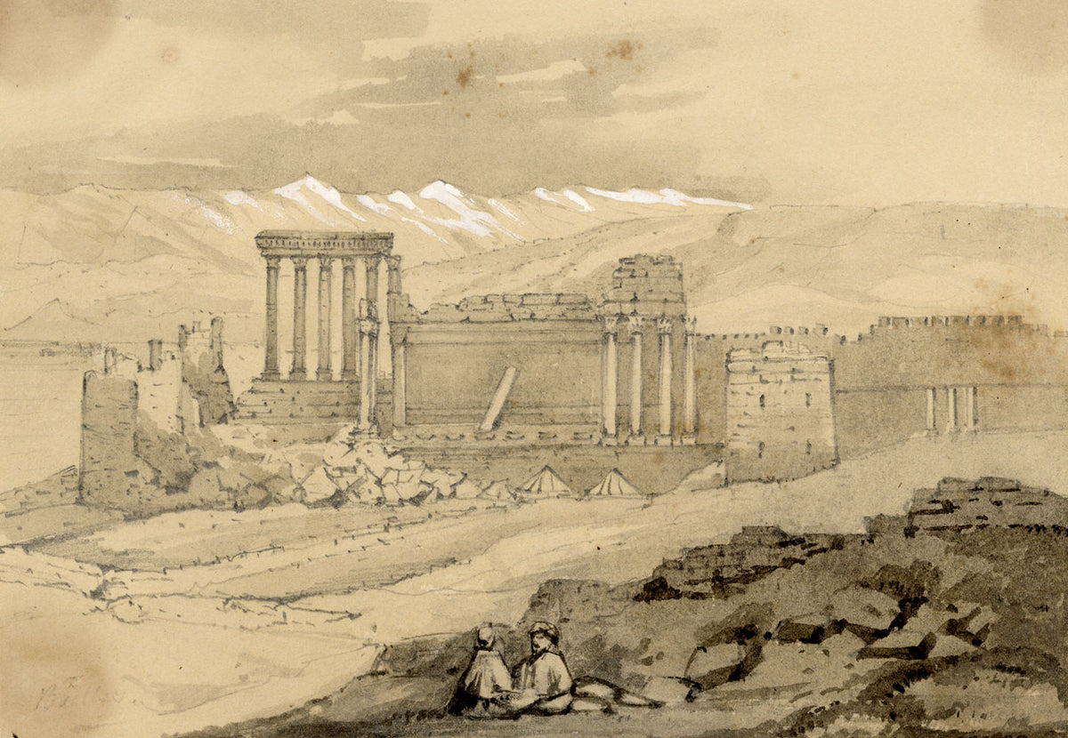 Isabella Foster, Baalbek Temple, Lebanon – 1852 graphite drawing