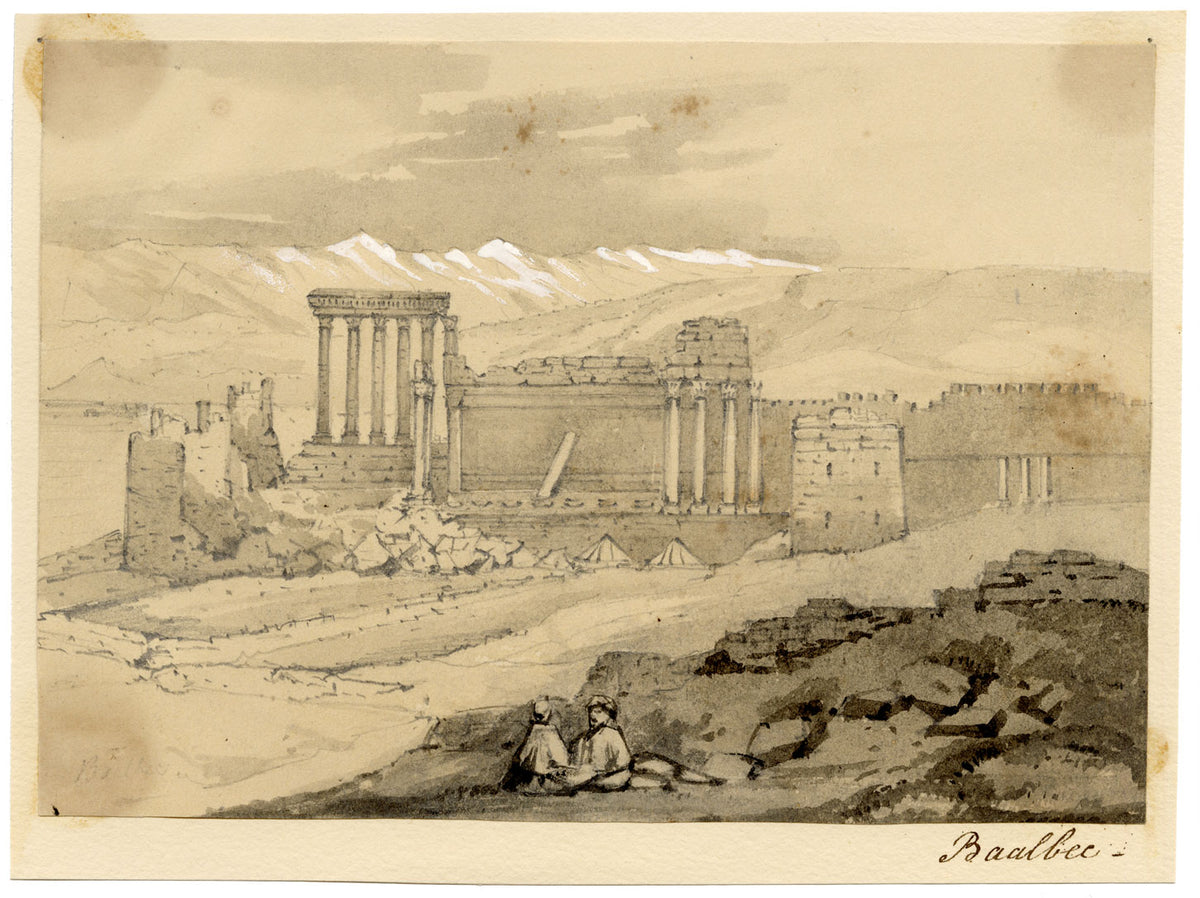 Isabella Foster, Baalbek Temple, Lebanon – 1852 graphite drawing