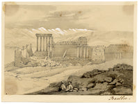 Isabella Foster, Baalbek Temple, Lebanon – 1852 graphite drawing