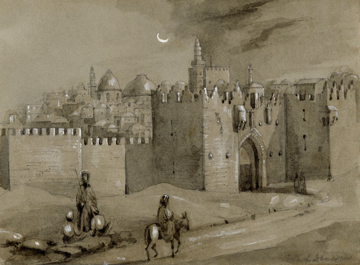 Isabella Foster, Damascus Gate, Jerusalem – 1852 graphite drawing