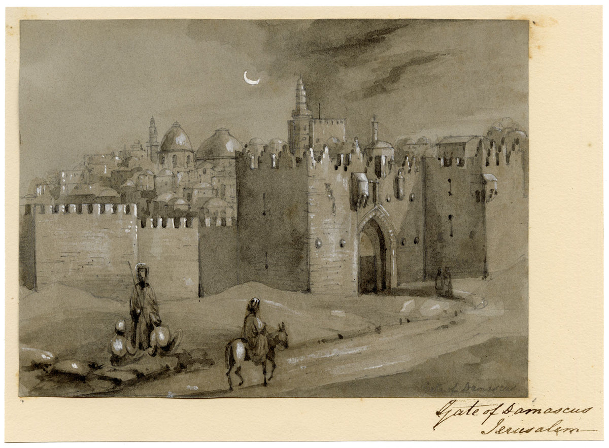 Isabella Foster, Damascus Gate, Jerusalem – 1852 graphite drawing