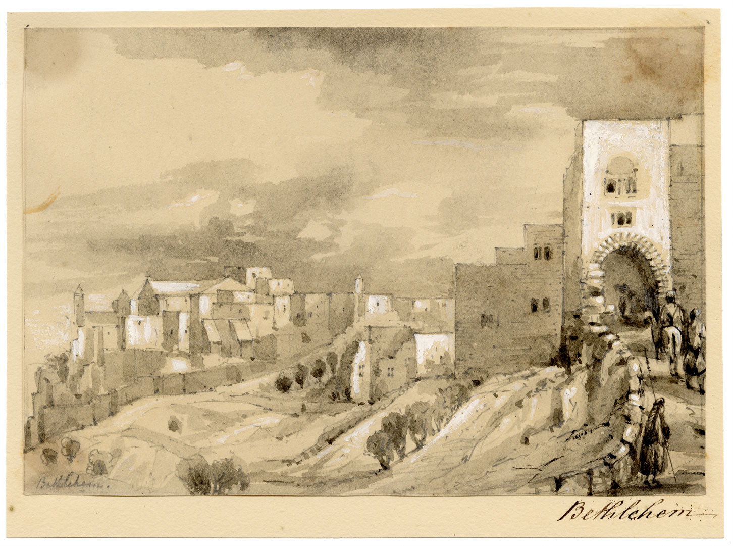 Isabella Foster, Bethlehem, Ottoman Palestine – 1852 graphite drawing