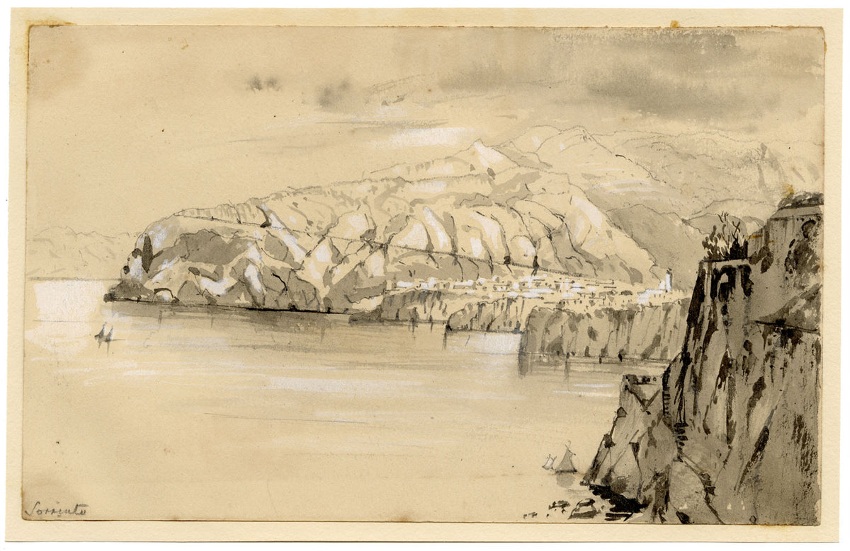 Isabella Foster, Sorrento and the Bay of Naples, Italy – Mid-19th-century graphite drawing
