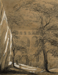 Isabella Foster, Pont du Gard Aqueduct near Nîmes, France – 1838 charcoal drawing