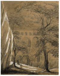 Isabella Foster, Pont du Gard Aqueduct near Nîmes, France – 1838 charcoal drawing