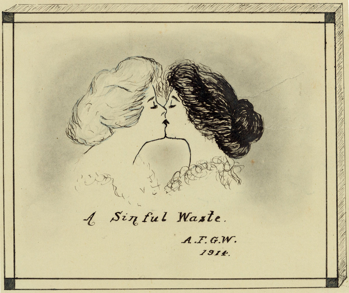 A.F.G.W., A Sinful Waste – 1914 pen & ink drawing