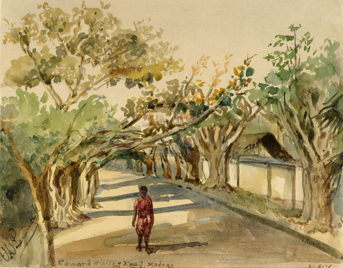 V.V.P., Edward Elliot's Road, Madras, India – 1916 watercolour painting