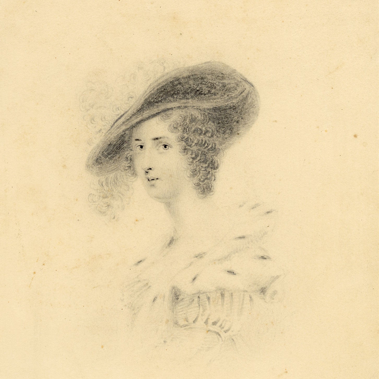 Anon., The Hon Lady Georgina Agar-Ellis, Baroness Dover – Early 19th-century graphite drawing
