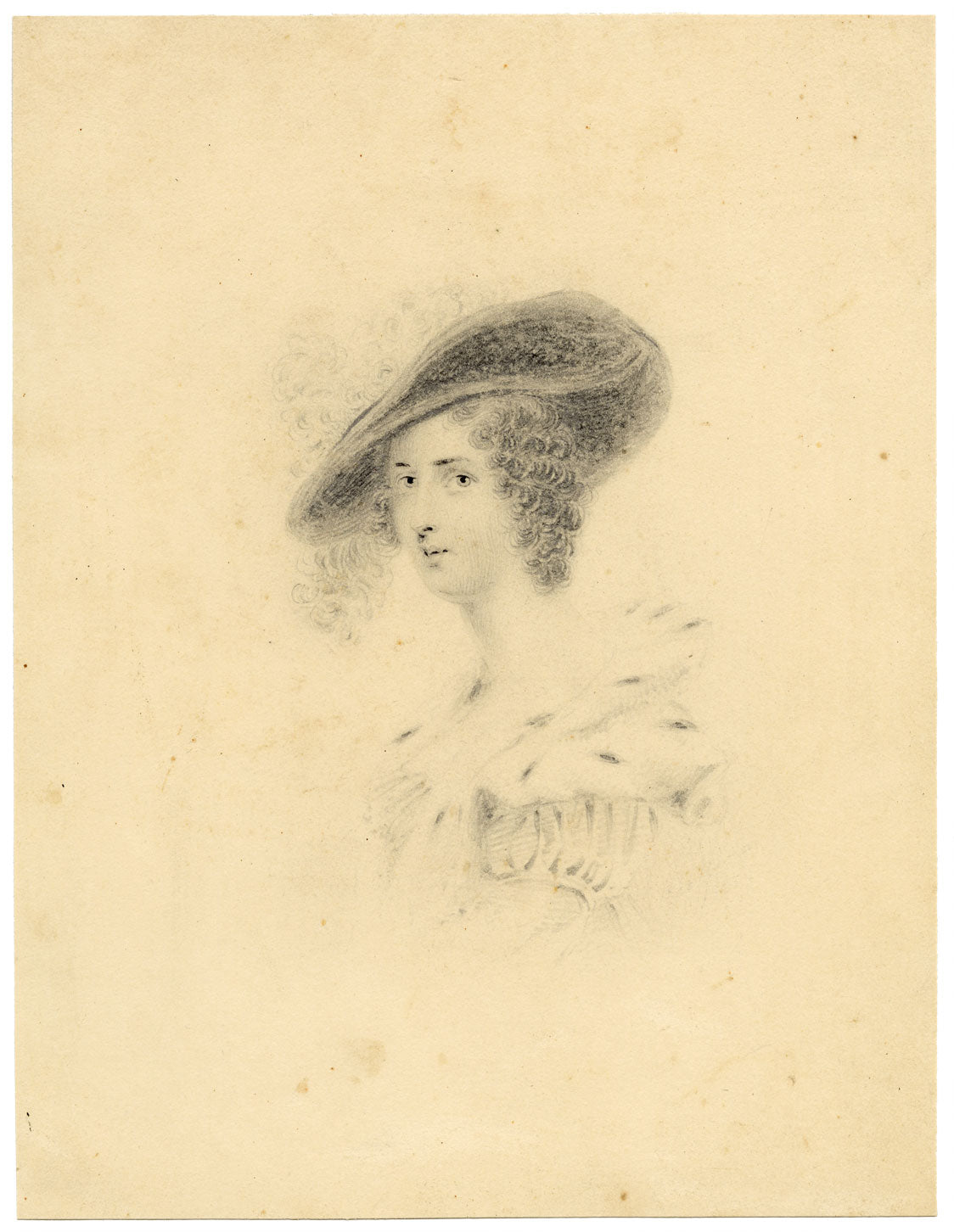 Anon., The Hon Lady Georgina Agar-Ellis, Baroness Dover – Early 19th-century graphite drawing