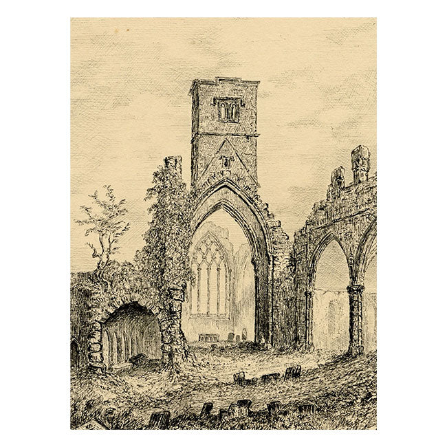 Standish Prendergast Vereker 4th Viscount Gort, Sligo Abbey, Ireland – Early 19th-century pen & ink drawing