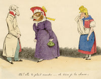 Hon. Julia Selina Ball, Anthropomorphic Cartoon after J.J. Grandville – Mid-19th-century pen & ink drawing