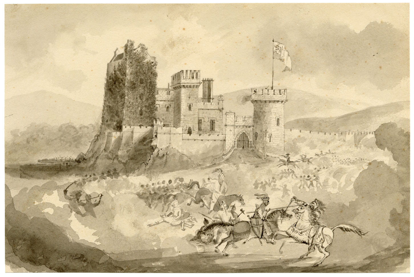 Hon. Waller O'Grady, Castlegarde Castle, Co. Limerick – Early 19th-century watercolour painting