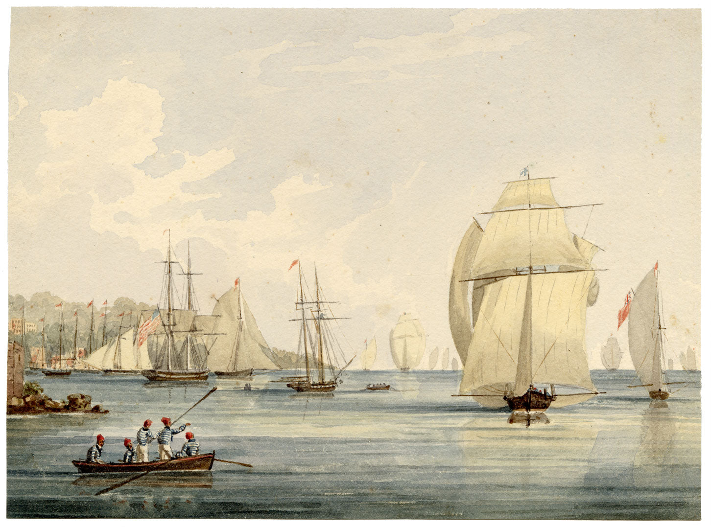 William Markham, Regatta at Cowes, Isle of Wight – Early 19th-century watercolour painting