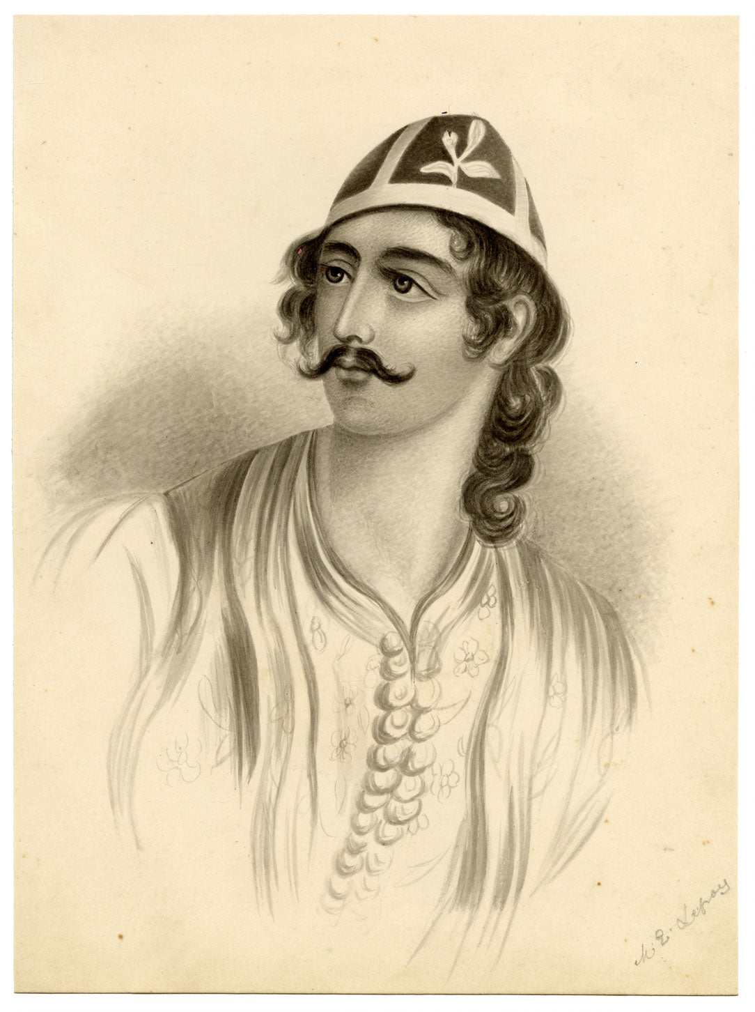 Mary Elizabeth Lefroy, Portrait of Odysseas Androutsos, Greek War of Independence – 1846 watercolour painting