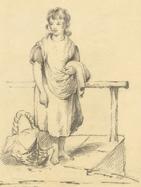 Hon. Jane Charlotte Vereker, Peasant Girl – Early 19th-century graphite drawing