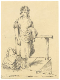 Hon. Jane Charlotte Vereker, Peasant Girl – Early 19th-century graphite drawing