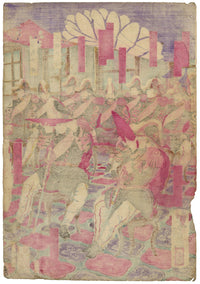 Yoshikage Gotō, Military Officers of the Imperial Court Receiving Celebratory Cup after Defeating the Satsuma Rebellion – 1914 woodblock print