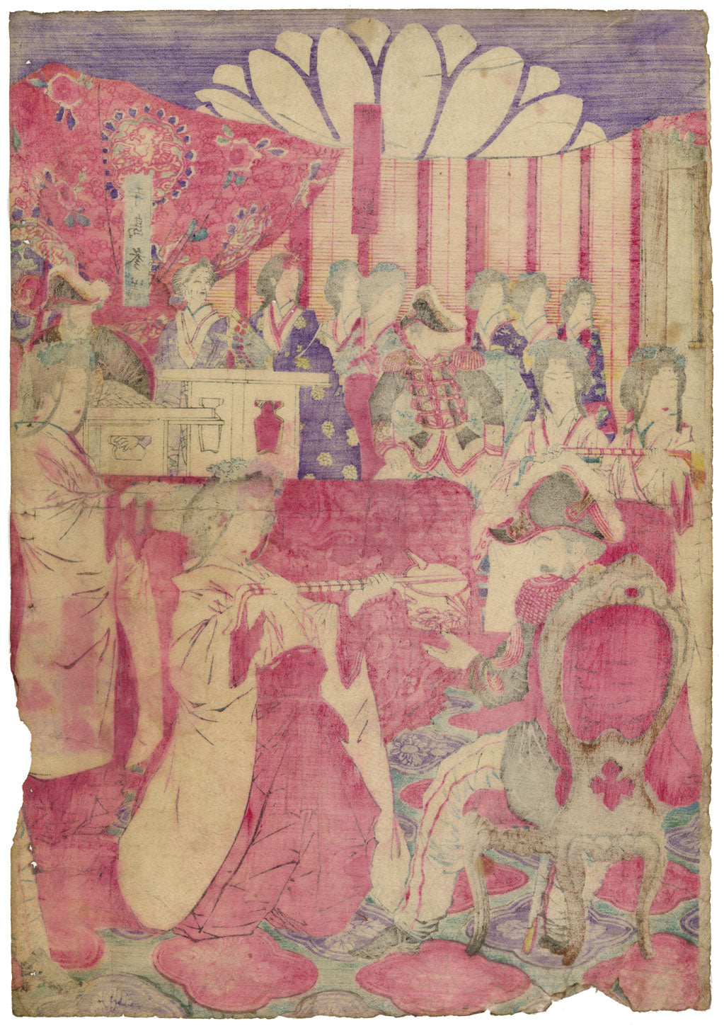 Yoshikage Gotō, Military Officers of the Imperial Court Receiving Celebratory Cup after Defeating the Satsuma Rebellion – 1914 woodblock print