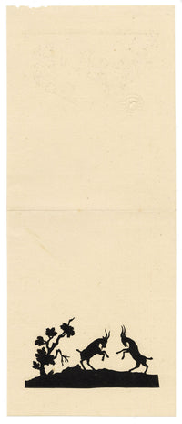 Anon., Antique Papercut Silhouette – Horned Goats Sparring – Late 19th-century Scherenschnitt