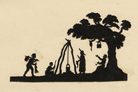 Anon., Antique Papercut Silhouette – Vagrants by a Campfire – Late 19th-century Scherenschnitt