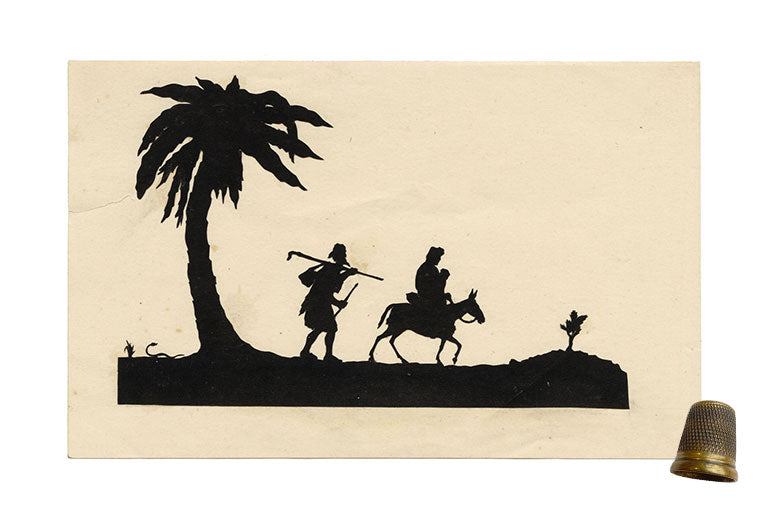 Anon., Antique Papercut Silhouette – Mary & Joseph Travelling to Bethlehem – Late 19th-century Scherenschnitt
