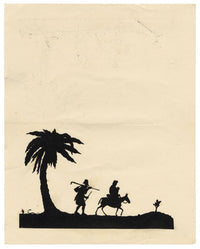 Anon., Antique Papercut Silhouette – Mary & Joseph Travelling to Bethlehem – Late 19th-century Scherenschnitt