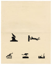 Anon., Antique Papercut Silhouette Sheet – Miniature Bird Studies – Late 19th-century Scherenschnitt