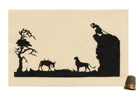 Anon., Antique Papercut Silhouette – Lion & Donkey – Late 19th-century Scherenschnitt