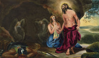 R.J. Blesard, Christ Appearing to Mary Magdalene after William Etty – 1834 watercolour painting