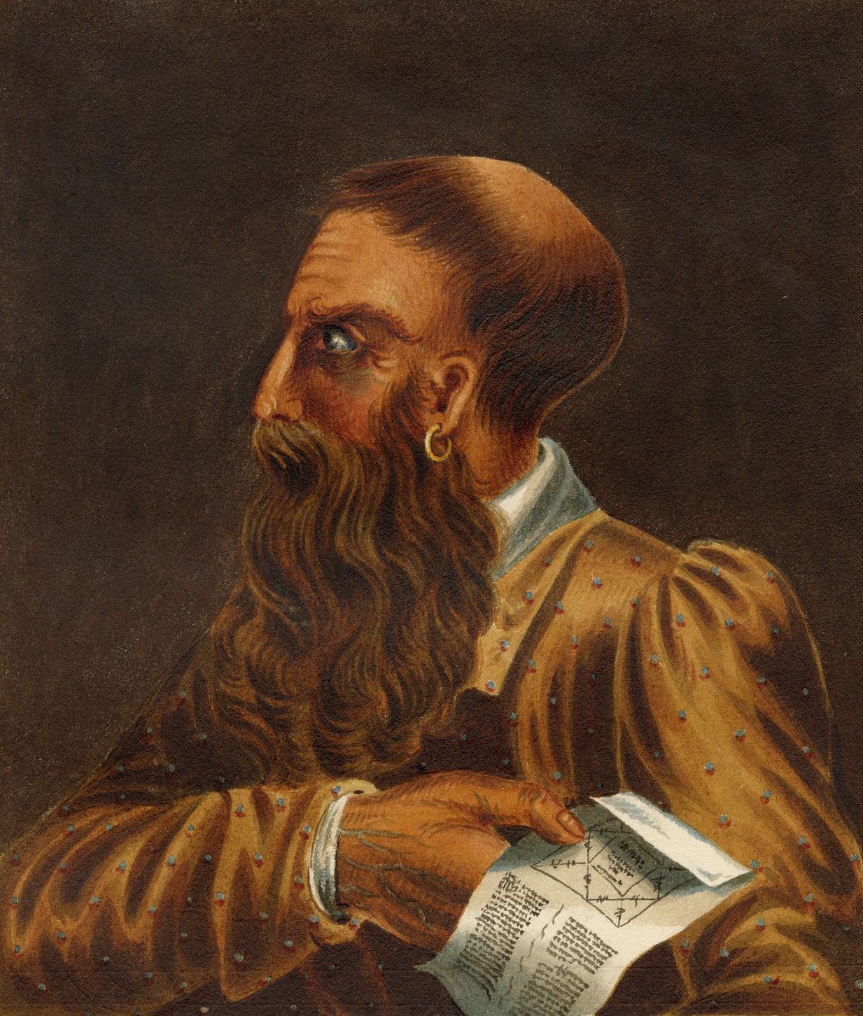 R.J. Blesard, Portrait of a Man, Head from Life – 1834 watercolour painting