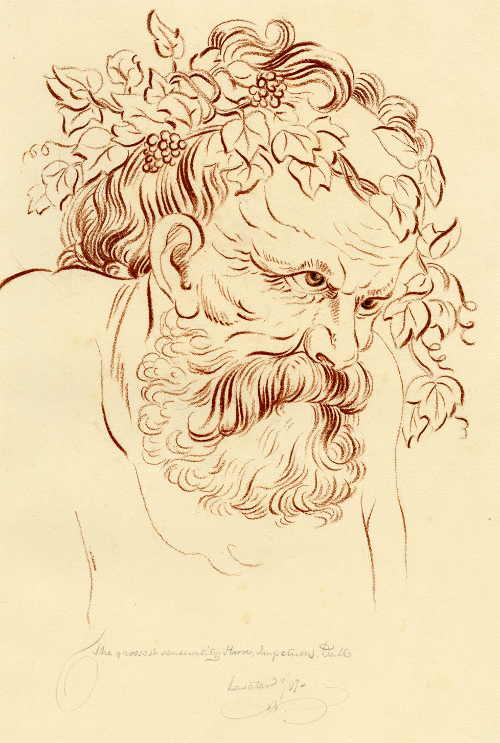 R.J. Blesard, Lavater Physiognomy Bacchus Head – c.1834 chalk drawing