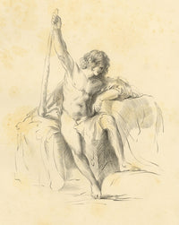 R.J. Blesard, Male Figure Study after Guercino – 1834 graphite drawing