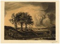 R.J. Blesard, The Three Trees after Rembrandt – 1833 watercolour painting