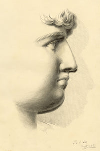 R.J. Blesard, Classical Male Profile after Reverdin – 1835 graphite drawing