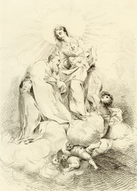 R.J. Blesard, Virgin & Child with Saint Philip Neri after Giuseppe Canale – 1835 pen & ink drawing