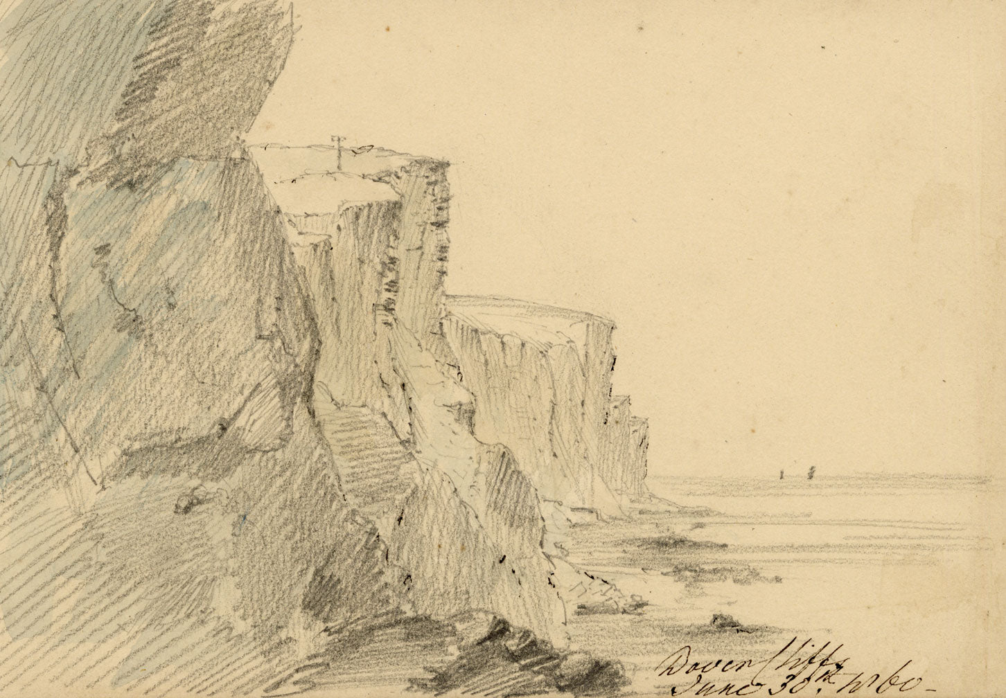 John Wilson of Seacroft Hall, Dover Cliffs, Kent – 1860 graphite drawing