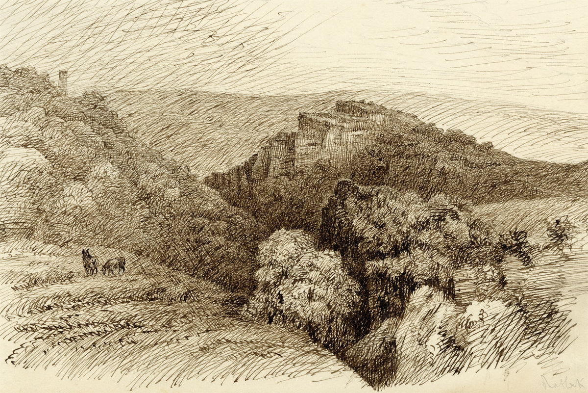 John Wilson of Seacroft Hall, Matlock High Tor, Peak District, Derbyshire – c.1870s pen & ink drawing