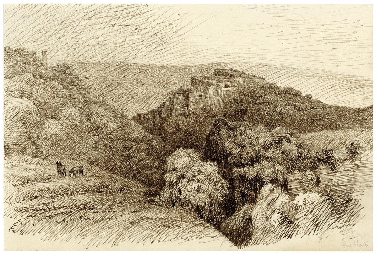 John Wilson of Seacroft Hall, Matlock High Tor, Peak District, Derbyshire – c.1870s pen & ink drawing