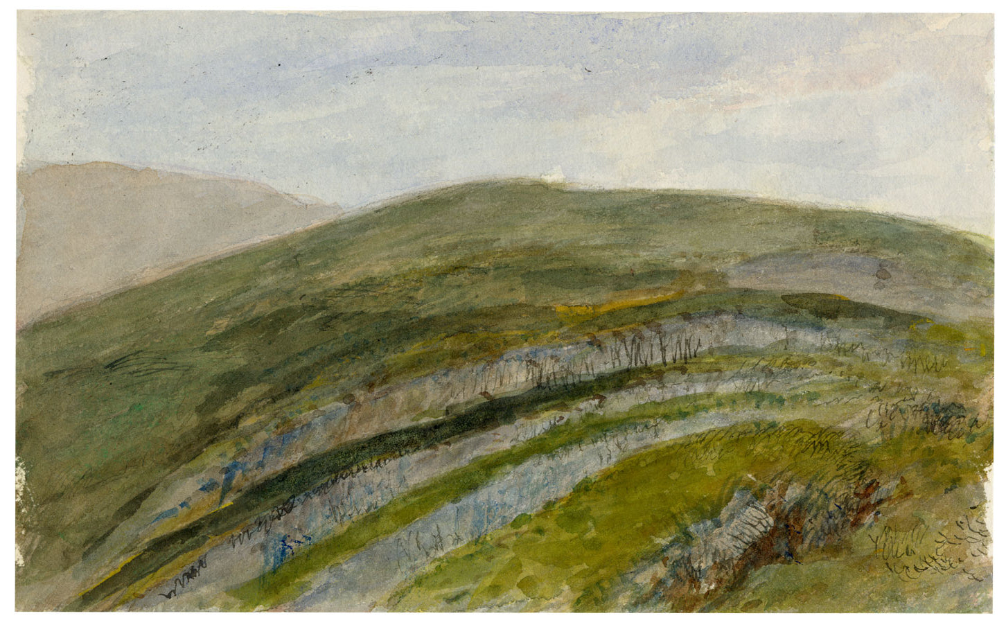 John Wilson of Seacroft Hall, Waterfall, Mountains of Lora, Argyll & Bute, Scotland – c.1860s watercolour painting