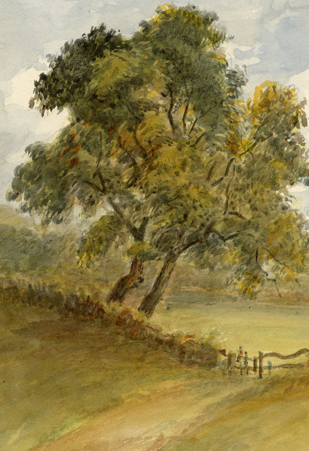John Wilson of Seacroft Hall, Stile at Seacroft, Leeds – c.1860s watercolour painting