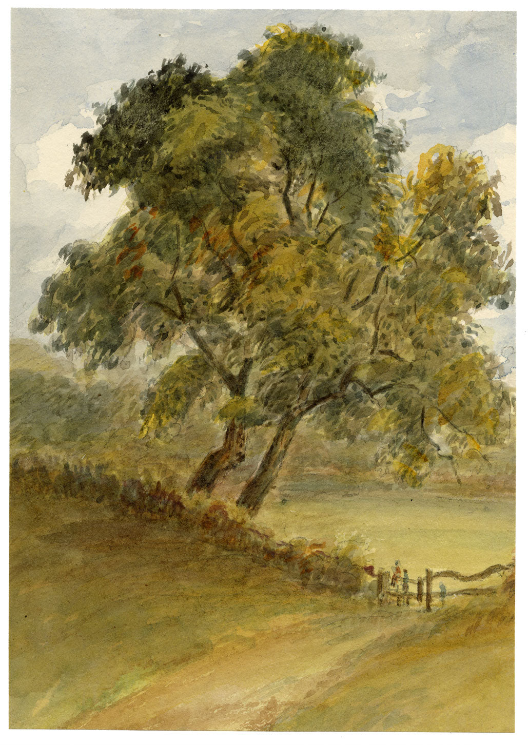 John Wilson of Seacroft Hall, Stile at Seacroft, Leeds – c.1860s watercolour painting