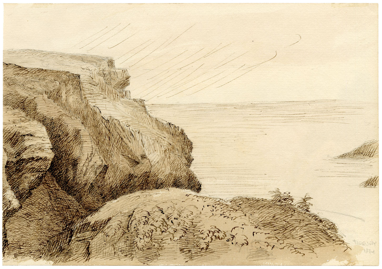 John Wilson of Seacroft Hall, Ansteys Cove, Torquay, Devon – 1874 watercolour painting