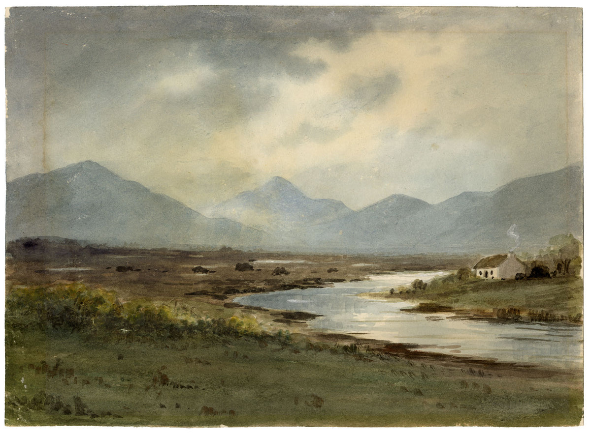 Percy French, Bogs & Mountains of Connemara, Galway, Ireland – Early 20th-century watercolour painting