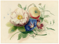 Circle of James Holland OWS, Flower Posy with Morning Glory & Rose – Mid-19th-century watercolour painting