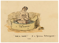 R.J.R.F., German Bathing 'Once a Month!' Satirical Cartoon – 1891 pen & ink drawing