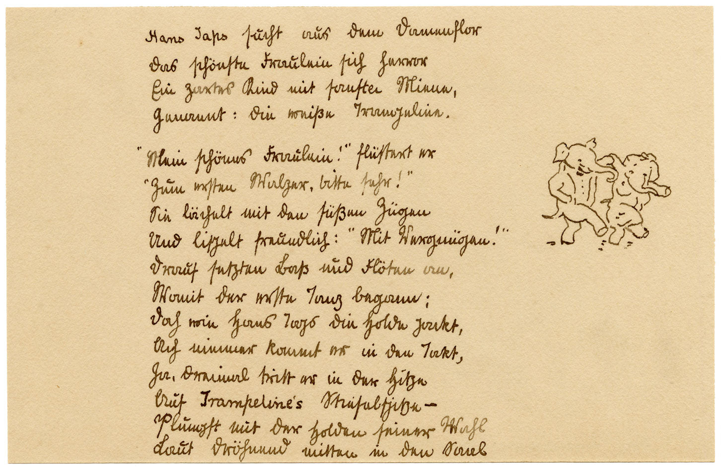 R.J.R.F., German Pigs Washing Anthropomorphic Cartoon – 1891 pen & ink drawing