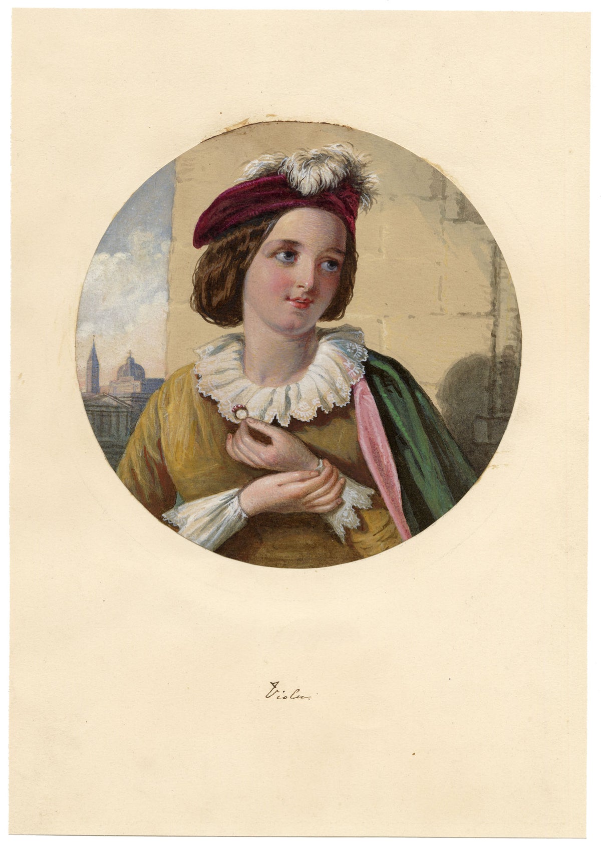 Manner of Thomas Francis Dicksee, Viola Dressed as Cesario, Shakespeare's Twelfth Night – Mid-19th-century watercolour painting
