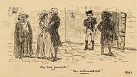 R.J.R.F., Prisoner's Last Farewell 'The Condemned Cell' Cartoon – 1891 pen & ink drawing
