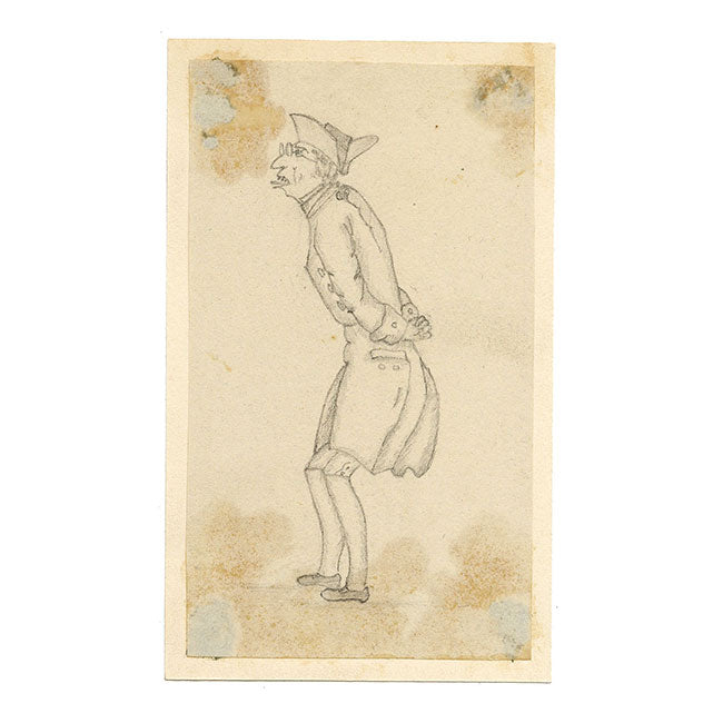 Anon., 18th-century Scholar or Politician Caricature in Miniature – c.1840s graphite drawing
